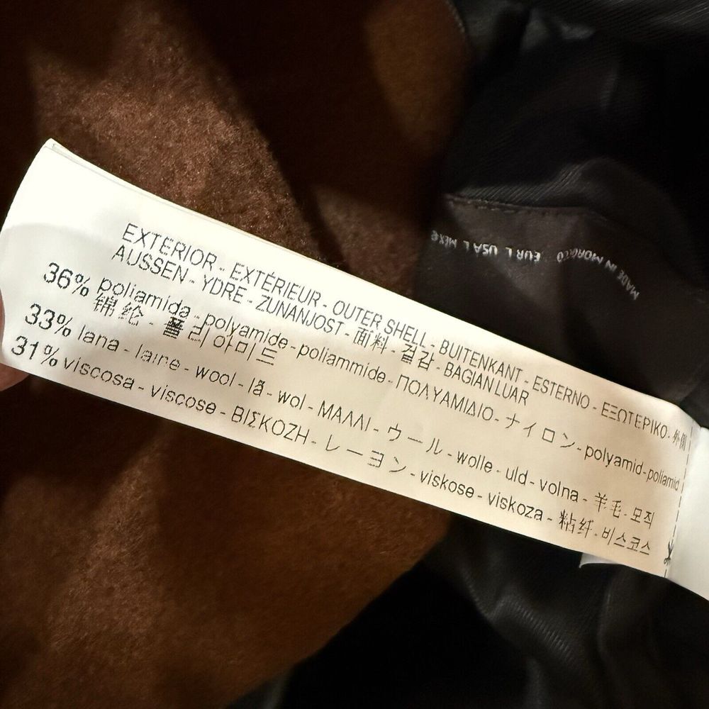 Zara Man Wool Blend Coat Brown Men's L - Picture 9 of 12